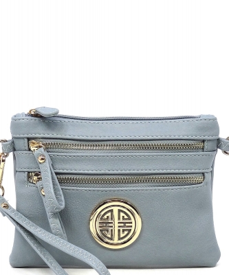Fashion Logo Clutch Crossbody Bag WU001L BLUE GRAY